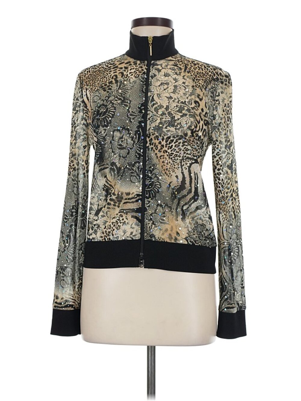 Vintage Joseph Ribkoff sparkly animal print track jacket, size 6 US